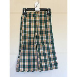Buster Brown Vintage VTG Green Plaid Pull On Wide Leg Pants USA Made Toddler 3